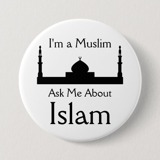 Vraag me naar de islam ronde button 7,6 cm (Voorkant)