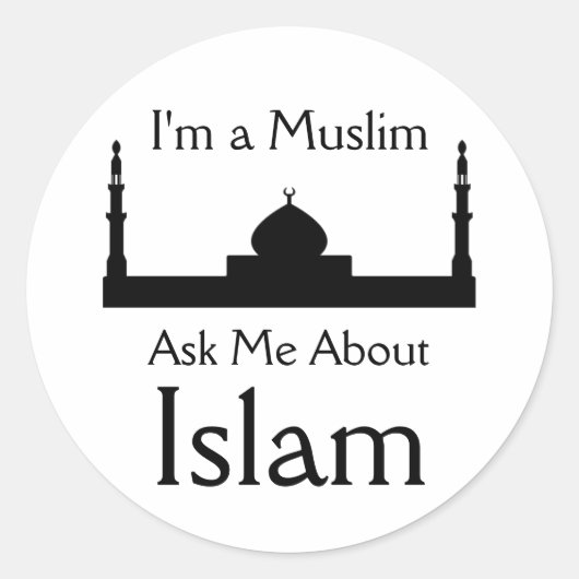 Vraag me naar de islam ronde sticker (Voorkant)