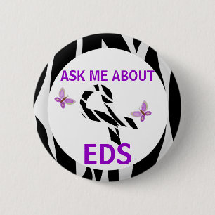 Vraag me naar Ehlers-Danlos EDS Awareness Ribbon Ronde Button 5,7 Cm