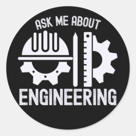 Vraag me naar engineering ronde sticker