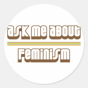 Vraag me naar feminisme ronde sticker