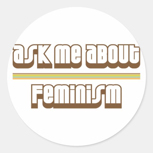 Vraag me naar feminisme ronde sticker (Voorkant)