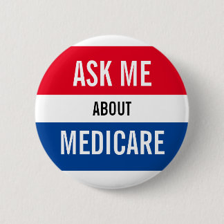 Vraag me naar geneesmiddelen - Red White Blue Mark Ronde Button 5,7 Cm