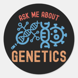 Vraag me naar genetica, genetica citaten ronde sticker