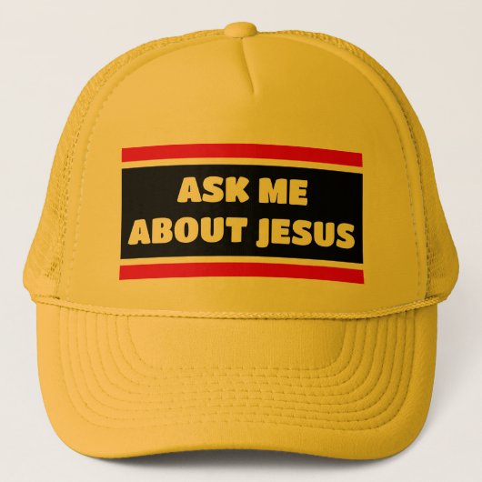 Vraag me naar Jezus Evangelisme Trucker Hat Pet (Voorkant)