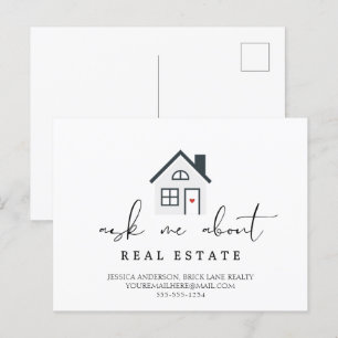 Vraag me naar marketing voor onroerend goed briefkaart