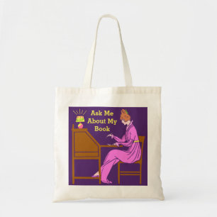 Vraag me naar mijn boekenart Deco Lady Auteur Tote Bag