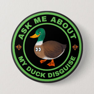 Vraag me naar mijn eenden vermomming ronde button 7,6 cm