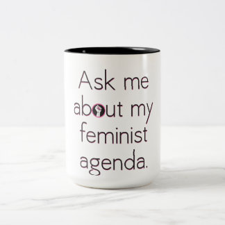 Vraag me naar mijn feministische agenda-Mok Tweekleurige Koffiemok