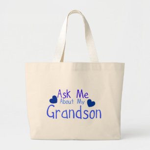 Vraag me naar mijn kleinzoon. grote tote bag