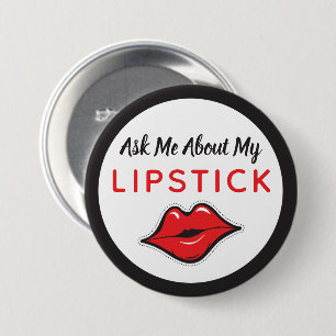 Vraag me naar mijn lippenverdeler Red Kiss Ronde Button 7,6 Cm