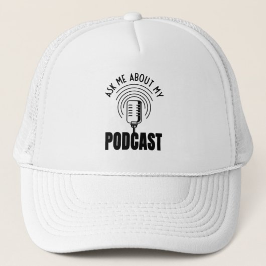 Vraag me naar mijn podcaster Podcaster Podcasting Trucker Pet (Voorkant)
