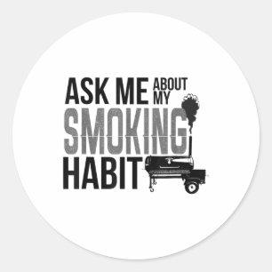 Vraag me naar mijn rookgewoonte BBQ roostergrillen Ronde Sticker