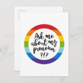 Vraag me naar m'n pronoun? briefkaart (Voorkant / Achterkant)