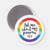 Vraag me naar m'n pronoun? magneet (Voorkant / Achterkant)