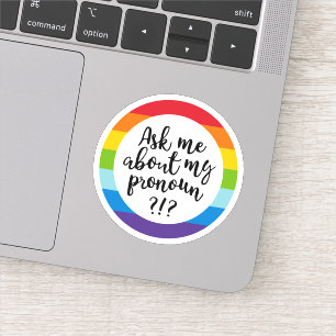 Vraag me naar m'n pronoun? sticker