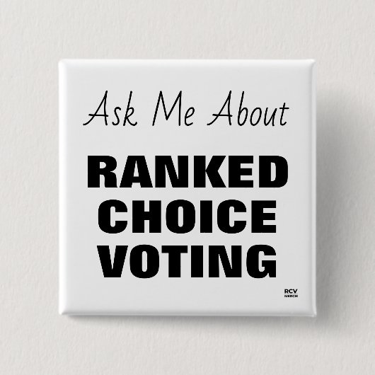 Vraag me naar RCV-toets Vierkante Button 5,1 Cm (Voorkant)