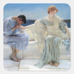 Vraag me niet meer door Sir Lawrence Alma Tadema Vierkante Sticker