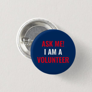 Vraag me of ik een vrijwilliger rood wit marine bl ronde button 3,2 cm