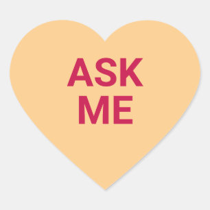 Vraag me oranje schattige Valentijnsdag conversati Hart Sticker