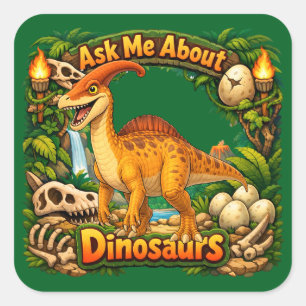 Vraag me over dinosauriërs Parasaurolophus 3" Stic Vierkante Sticker