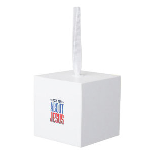 Vraag me over Jezus Vintage Christelijk T-shirt on Kubus Ornament