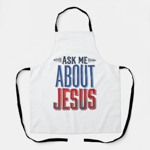 Vraag me over Jezus Vintage Christelijk T-shirt on Schort