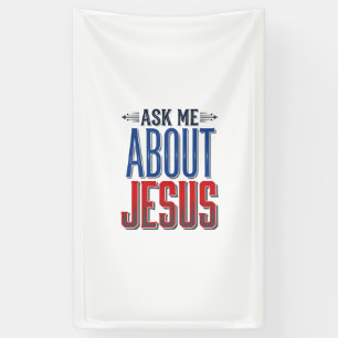 Vraag me over Jezus Vintage Christelijk T-shirt on Spandoek