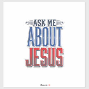 Vraag me over Jezus Vintage Christelijk T-shirt on Sticker