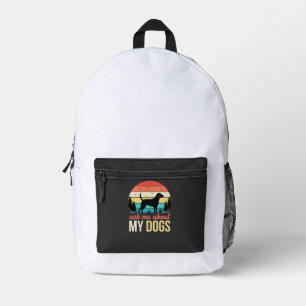 Vraag me over mijn honden Retro Sunset_1 Bedrukte Rugzak