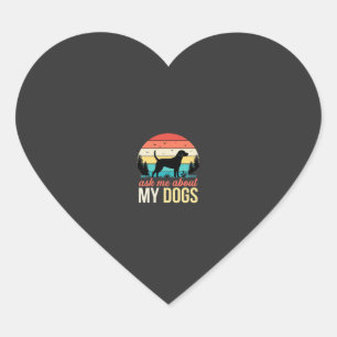 Vraag me over mijn honden Retro Sunset_1 Hart Sticker