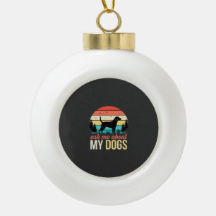 Vraag me over mijn honden Retro Sunset_1 Keramische Bal Ornament