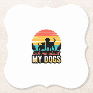 Vraag me over mijn honden Vintage hondenliefhebber Kartonnen Onderzetters