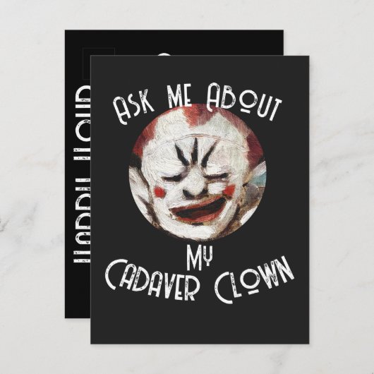 Vraag me over mijn lijkclown uitnodiging briefkaart (Voorkant / Achterkant)
