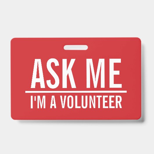 Vraag me | Rode vrijwilligers-badge Badge (Front)