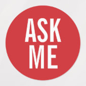 Vraag me | Rode vrijwilligers-badge Labels (Design 2)