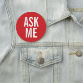 Vraag me | Rode vrijwilligers-badge Naamplaatje (In situ)