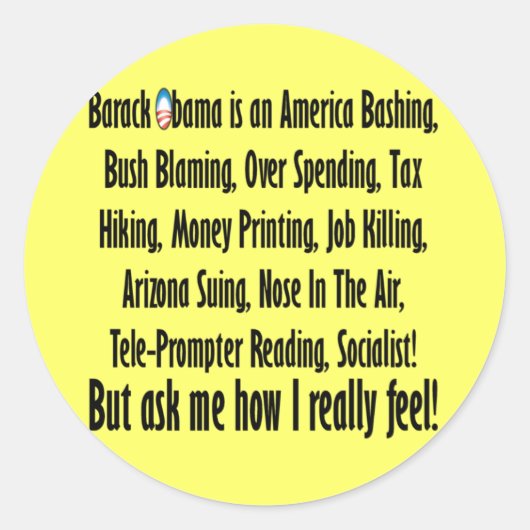 Vraag me wat ik van Barack Obama vind! Ronde Sticker (Voorkant)