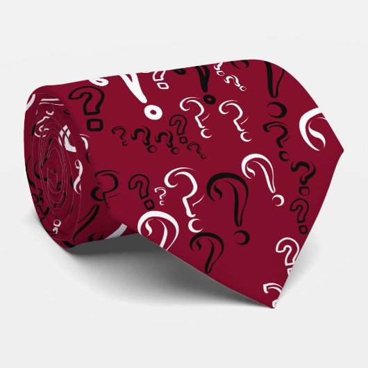 Vraag Merken Stropdas - Wit, Zwart, Bourgogne (Opgerold)