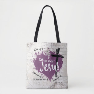 VRAAG NAAR JESUS Christelijk Paars Heart Bible Quo Draagtas