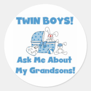 Vraag naar mijn tweelingkleinzonen ronde sticker