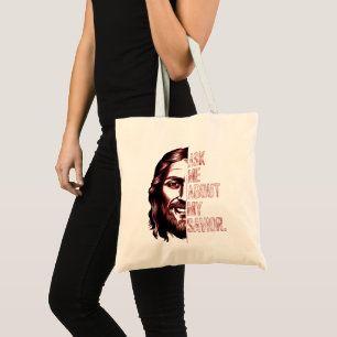 Vraag nu van mij over mijn Christelijke Heiland Tote Bag