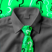 Vraag van Marks Tie — White, Black, Spring Green Stropdas