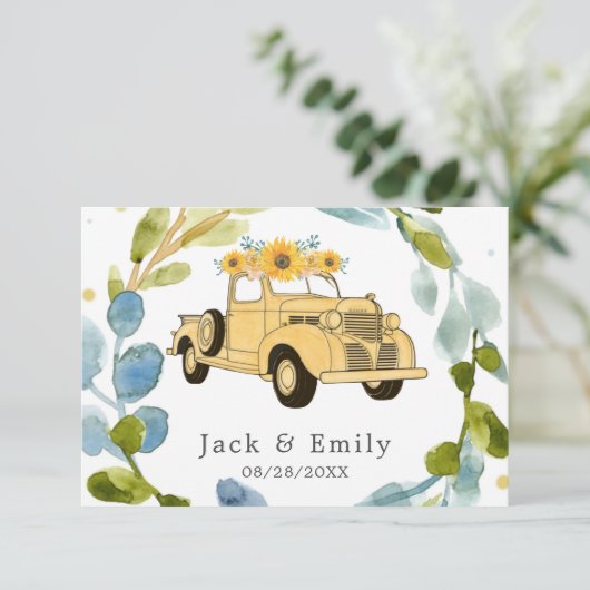 Vrachtbloemen Weddenschap Bedankkaart (Staand voorkant)