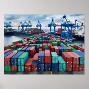 Vrachtcontainers klaar voor export poster