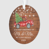 Vrachthout Eerste Kerstmis Mr en Mrs. Ornament (voorkant)