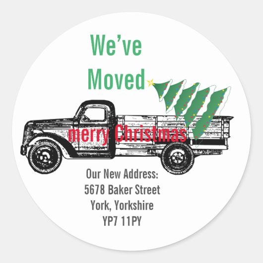 Vrachtkerstboom We hebben de aankondiging verplaat Ronde Sticker (Voorkant)