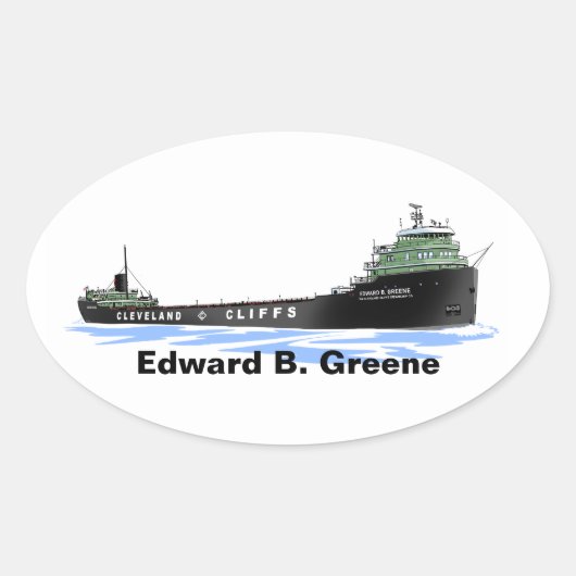 vrachtschip de Great Lakes Edward B. Green Ovale Sticker (Voorkant)