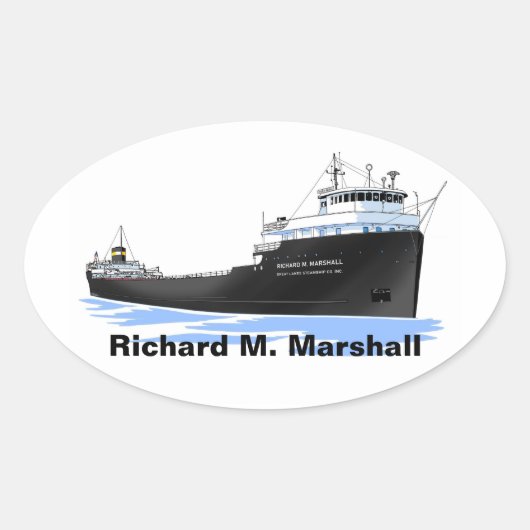 vrachtschip de Grote Meren Richard M. Marshall Ovale Sticker (Voorkant)