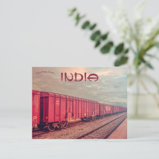 Vrachttrein in Hosur Tamil Nadu India Briefkaart (Staand voorkant)